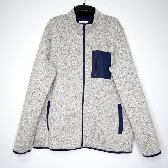Old Navy Gray Knit Sherpa-Lined Full Zip Jacket w/ Pockets - XXL. 100% Polyester - Picture 1 of 2